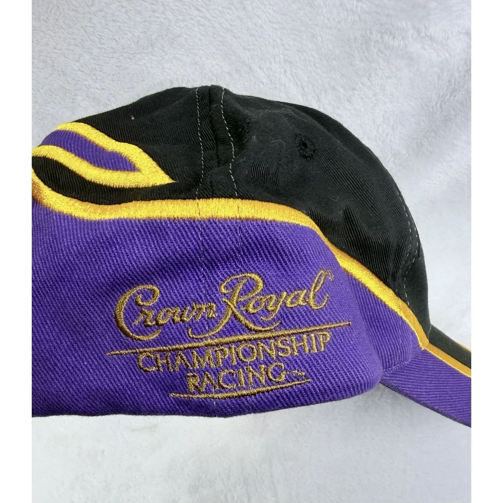 Y2K VTG Crown Royale Championship Racing Hat Adjustable Purple Black Flame NWOT